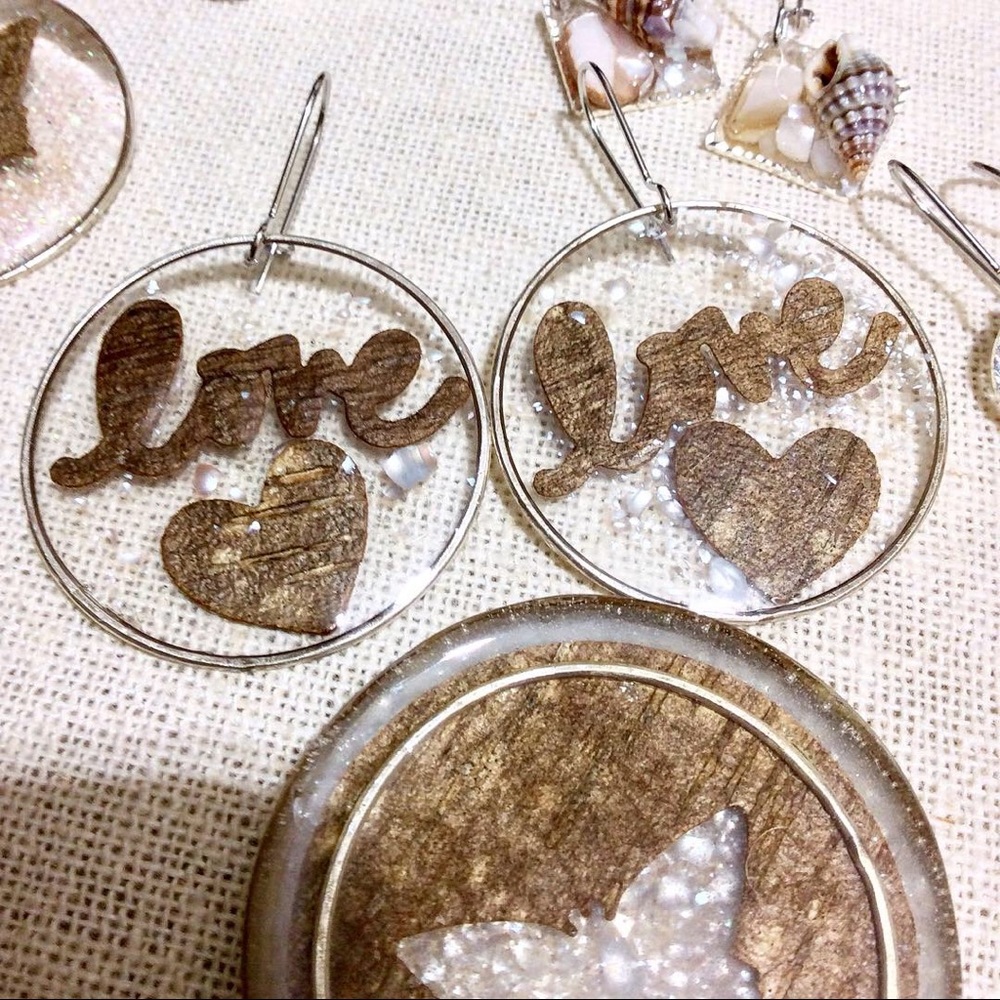 Love Sterling Silver pearl pendent earrings